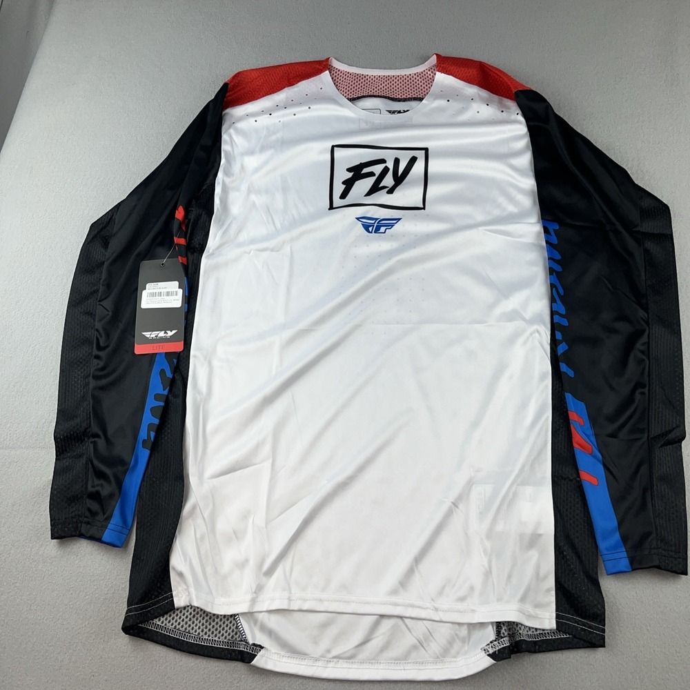 Fly Racing- Lite Hydrogen-Motocross Jersey Mens Medium, Red White Blue